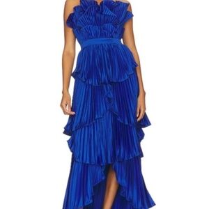 Amur Blue Judah Scalloped Pleated Dress